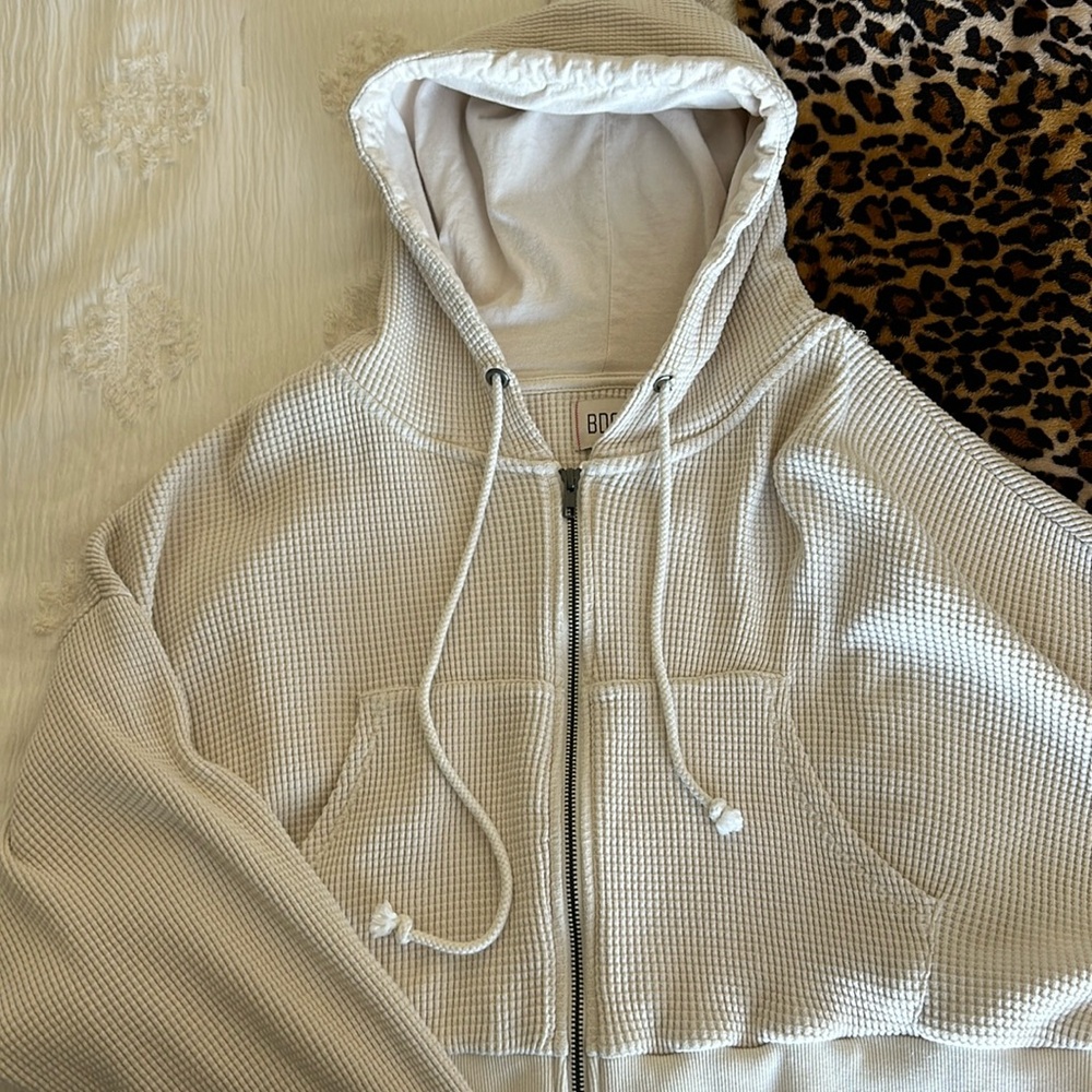 bdg waffle cropped hoodie